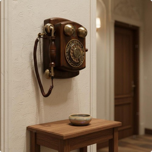 Antikes wandtelefon mit - antikes, kabel