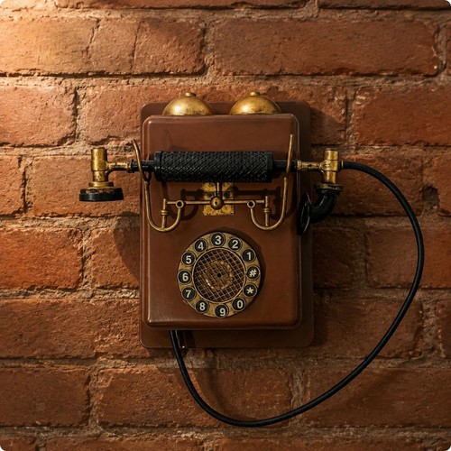 Antikes wandtelefon aus metall - antikes,