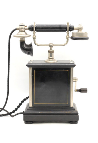 Antikes telefon schwarz - telefon,